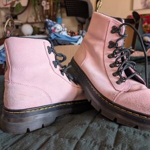 Dr. Martens Pink Suede Lace-Up Boots